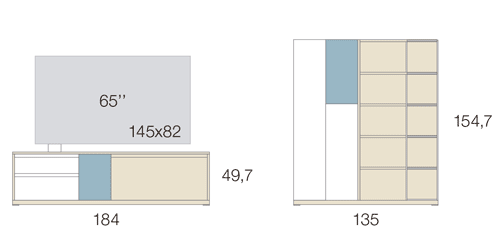 Medidas salón con estantería vertical - Muebles Valencia