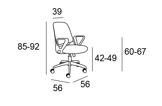 Medidas de la silla de oficina Alien de Luís Maroto Mobiliario