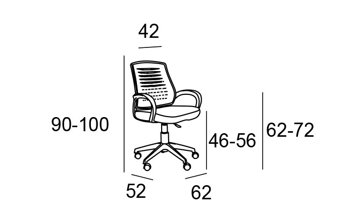Medidas de la silla de oficina Bambola de Luís Maroto Mobiliario