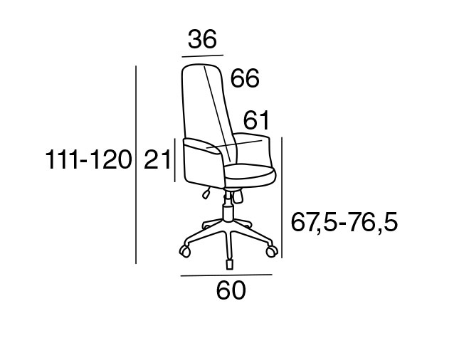 Medidas de la silla de oficina Platton de Luís Maroto Mobiliario
