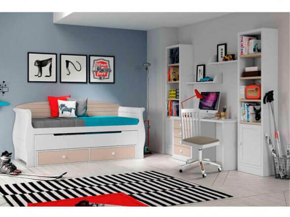 Dormitorio juvenil de estilo rústico en tu tienda de Muebles en Madrid