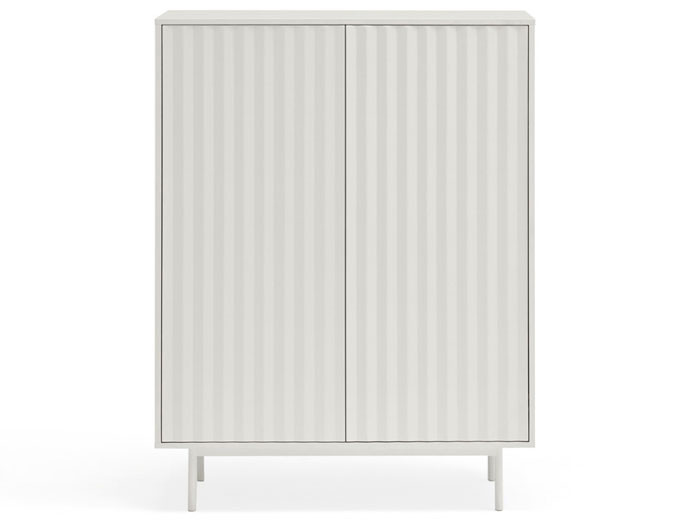 Mueble auxiliar modelo Punto 2 puertas 4 cajones interiores acabado blanco.