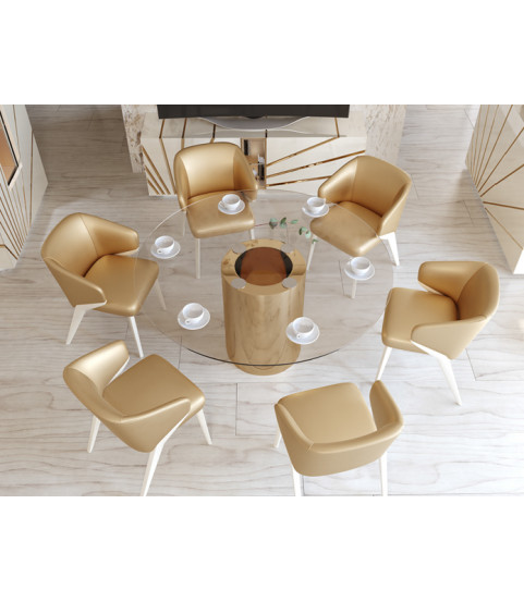 Mesa cristal redonda de diseño - Tienda muebles en Madrid - Muebles Valencia