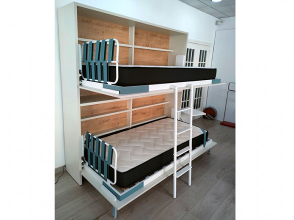 Mueble con dos camas abatibles en forma de litera
