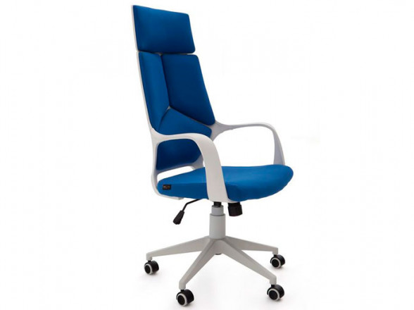 Silla de oficina de color blanco y azul