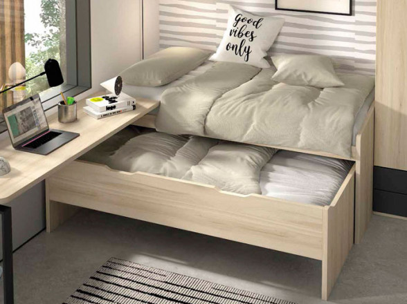 Cama nido compacta para habitaciones juveniles