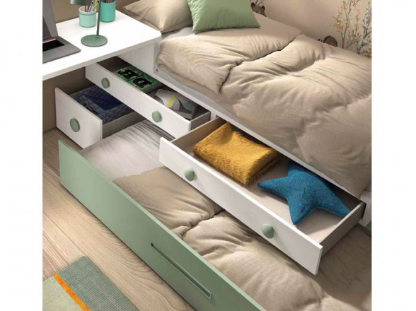 Cama juvenil modular con cama nido