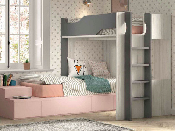 Dormitorio juvenil con litera barata
