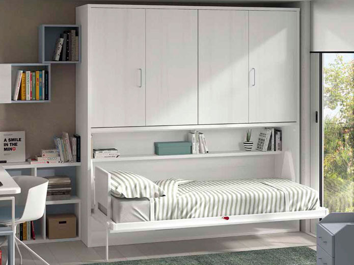 Cama abatible con sofá incorporado  Muebles Valencia® Acabado A Seda -  Unicolor ForEv Acabado B Atlas 5 - Tapi ForEv