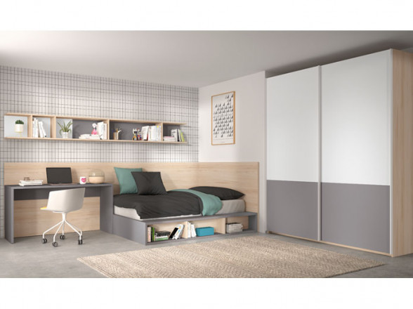 Habitación juvenil con cama y escritorio en oferta