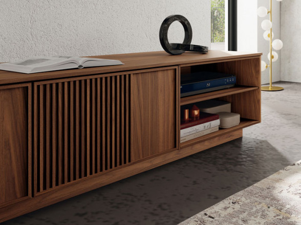 Mueble de TV con huecos y puertas