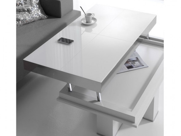 Mesa de centro elevable de color blanco | Muebles Valencia ® Acabado A  Blanco Mate 852 - Lacado Indesan Acabado B Nieve - Texturizado Indesan