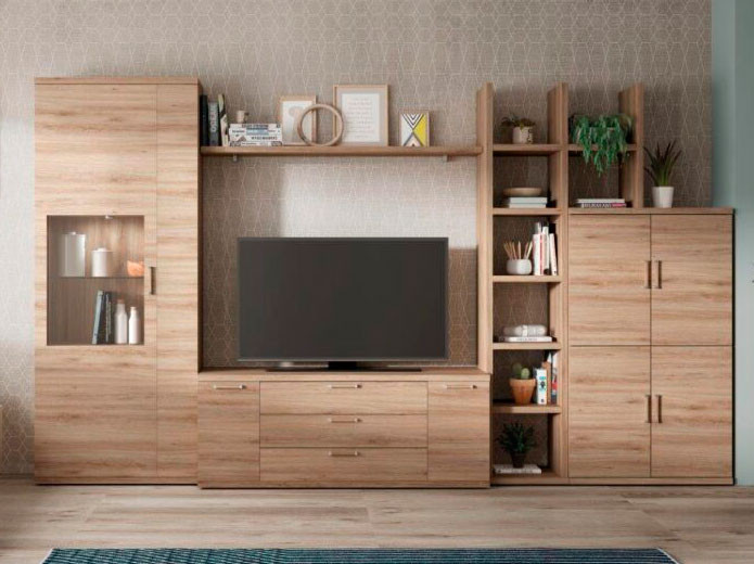 Mueble TV con patas | Muebles Valencia ® Acabado Roble Natural - Kronos4 -  Salones