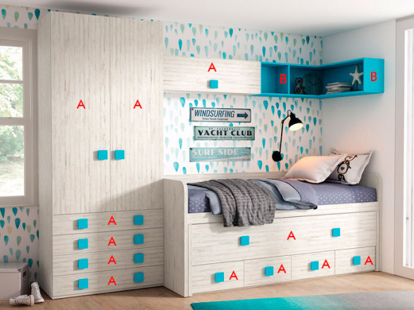 Composición de Dormitorio Juvenil Completa 102 - Relax Outlet Valencia