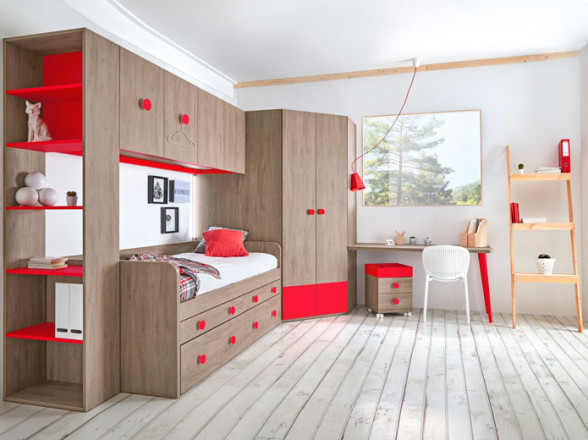 Escritorio barato para dormitorio juvenil  Muebles Valencia® Acabado A  Pine - Melamina Base4 Acabado B Serenity - Melamina Base4