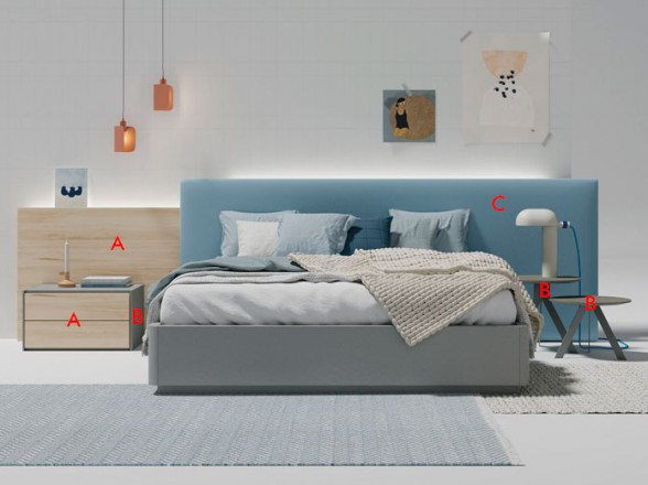 Dormitorio con cabezal tapizado en oferta en Móstoles (Madrid)