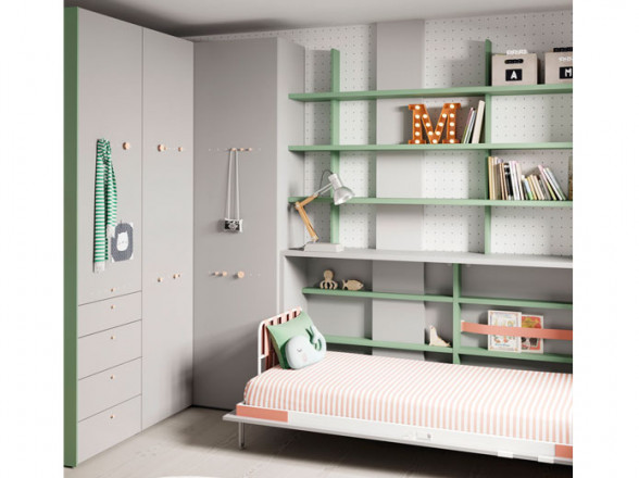 Dormitorio juvenil con cama abatible horizontal