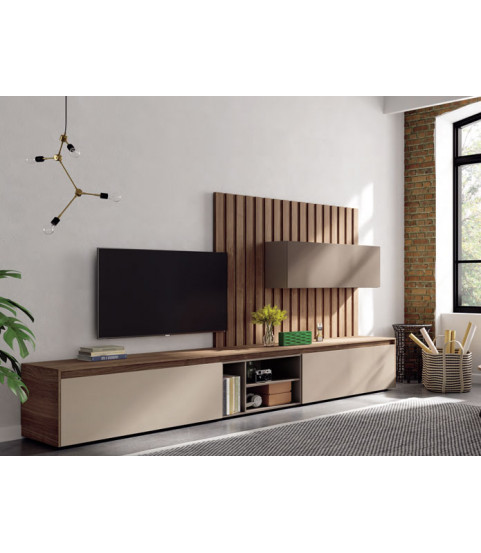 salón con panel decorativo