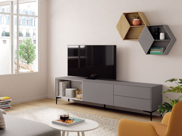 mueble tv con estantes