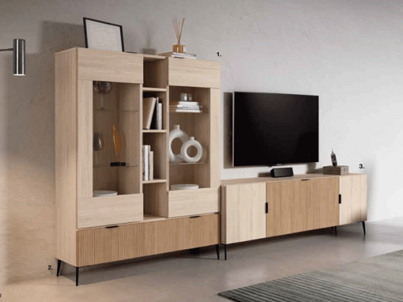 mueble de salon con vitrinas