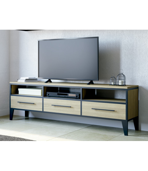 Mueble de TV de forja y madera en Madrid