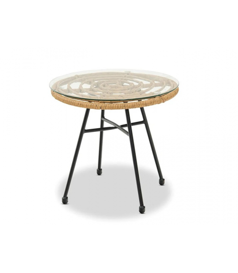 Mesa baja de cristal diseño ratán