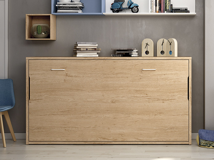 ▷ Mueble cama abatible con sofá y estantería