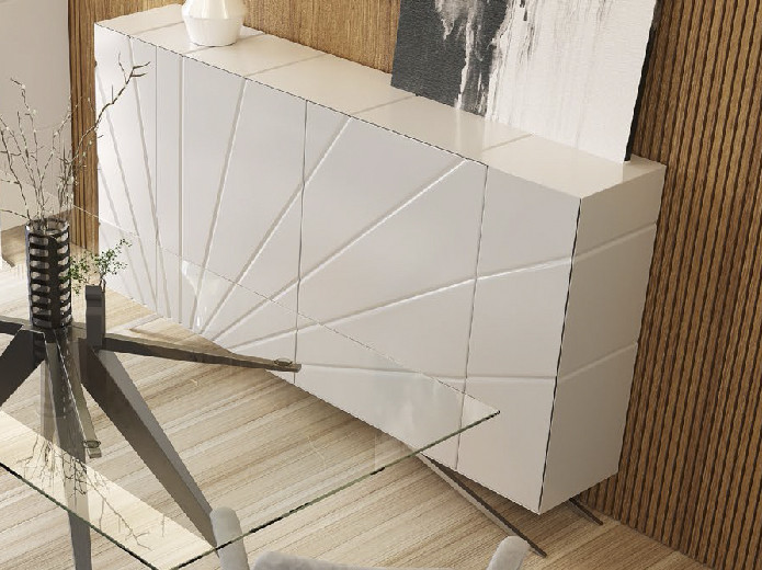Mueble B-Best 120 cm con 2 cajones + decorativos blanco brillo