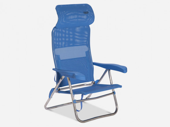 Silla reclinable para playa azul