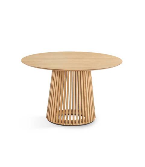 Mesa de comedor redonda con pie central