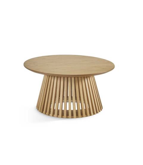 Mesa de centro de madera con pie central