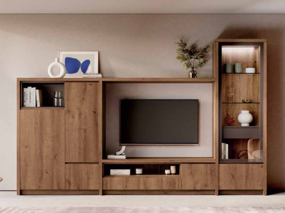 mueble tv con vitrina en tienda de muebles Madrid