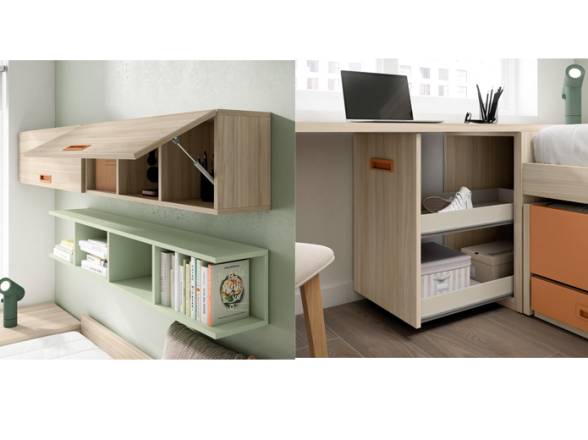 mesa escritorio con arcón dormitorio juvenil