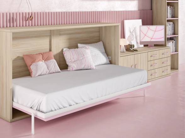 cama abatible rosa en tienda muebles valencia