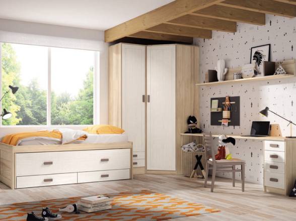 Muebles de dormitorio juvenil madera maciza - Tienda de Muebles en Madrid