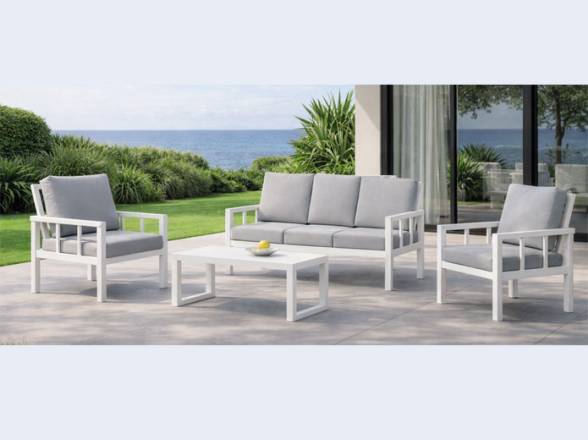 Set muebles jardín con sofá y mesa centro