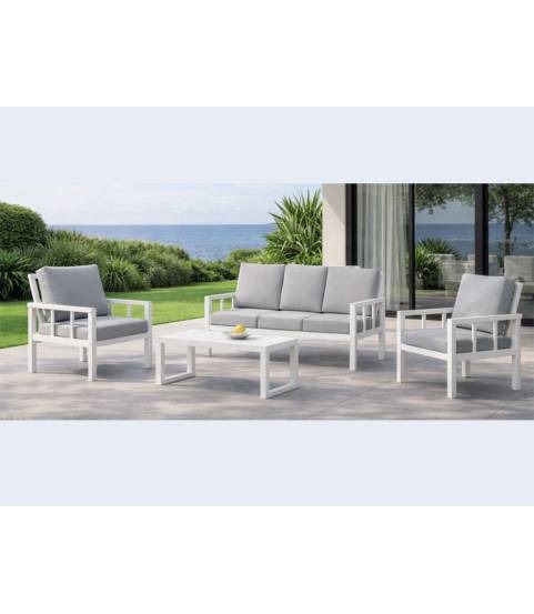 Set muebles jardín con sofá y mesa centro
