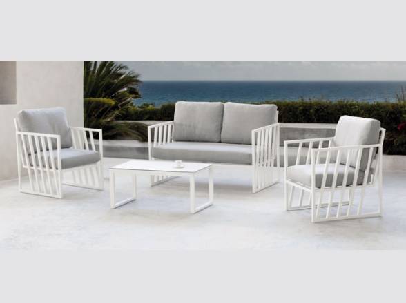 Sofas y mesa jardin aluminio blanco