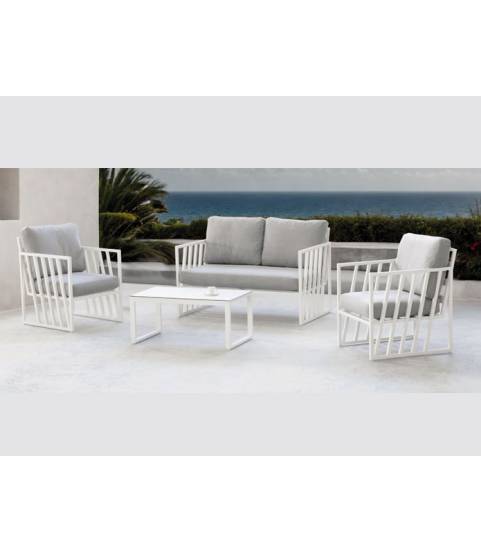 Sofas y mesa jardin aluminio blanco