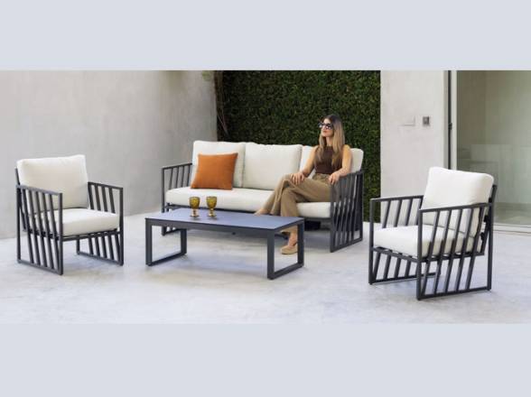 Sofás y mesa jardin aluminio antracita