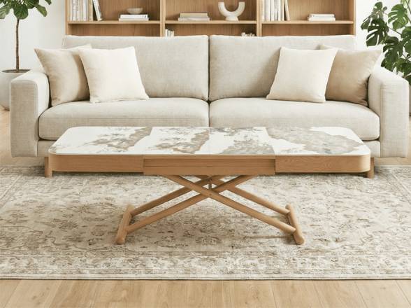 Mesa centro elevable y extensible ceramica