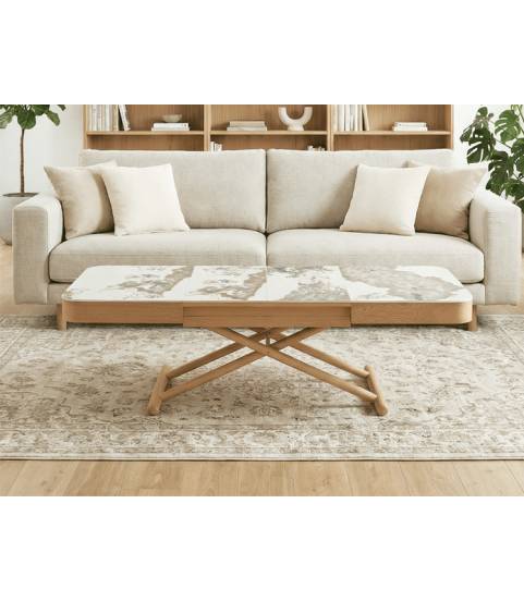 Mesa centro elevable y extensible ceramica