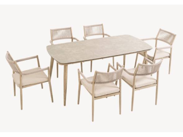 set mesa y 6 sillas jardin aluminio