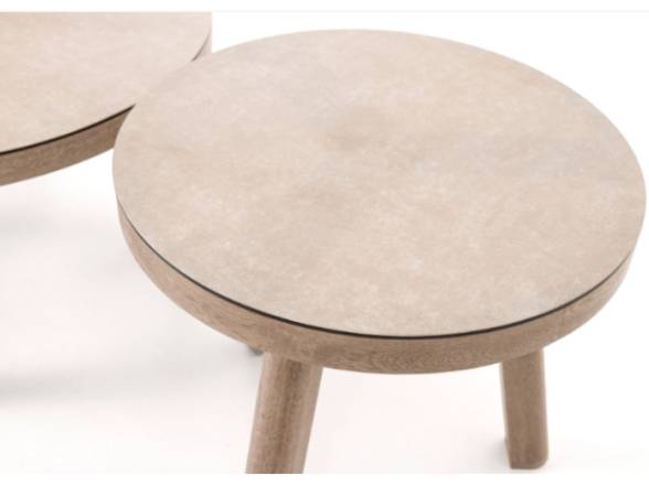 mesa aluminio efecto madera