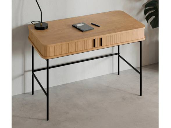 Escritorio madera y metal negro en oferta