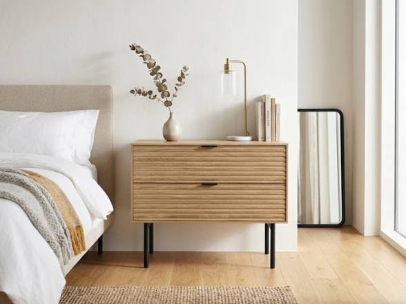 Mesita de noche 60 cm moderna madera y metal