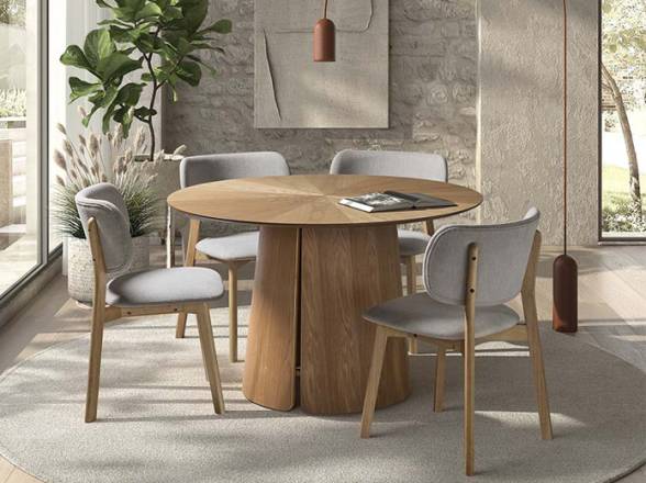 Mesa redonda fija chapa de roble