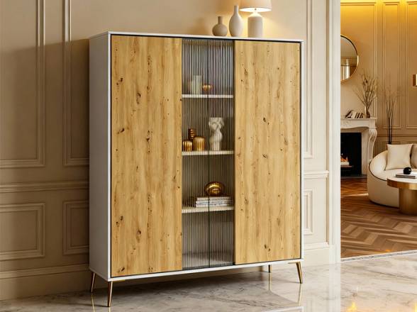 Aparador puertas cristal acanalado -  Tienda de muebles en Madrid