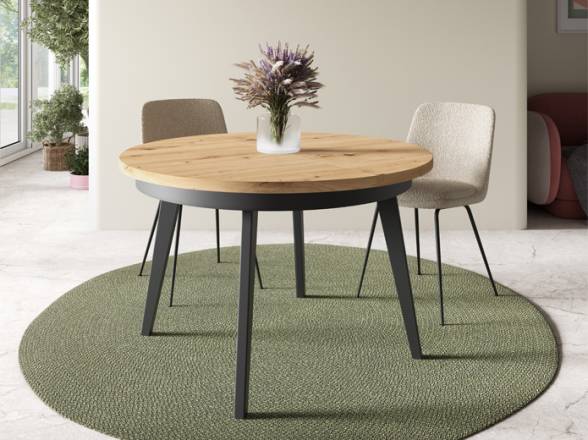 Mesa extensible redonda patas metálicas