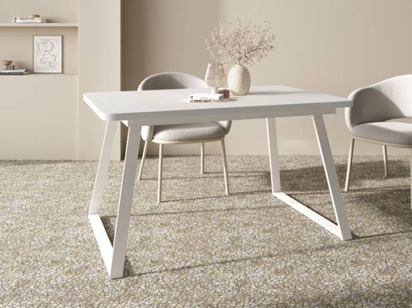 Mesa de comedor extensible con cantos curvos